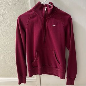 NIKE Maroon Women Quarter Zip Sweatshirt